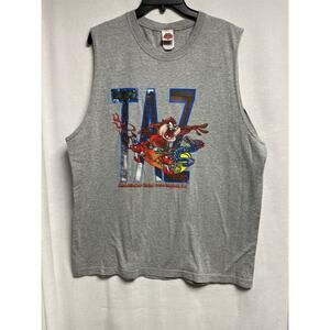 Vintage TAZ Looney Tunes WB mens sleeveless shirt size XL gray 2000 muscle shirt